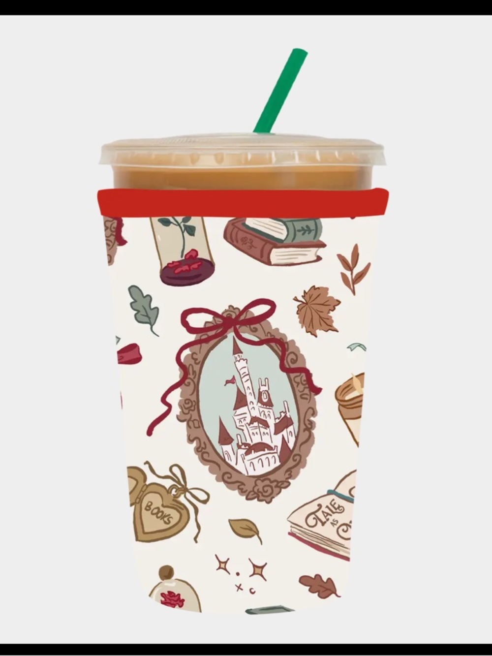 Fun book junkie Castle millennial iced coffee sleeve